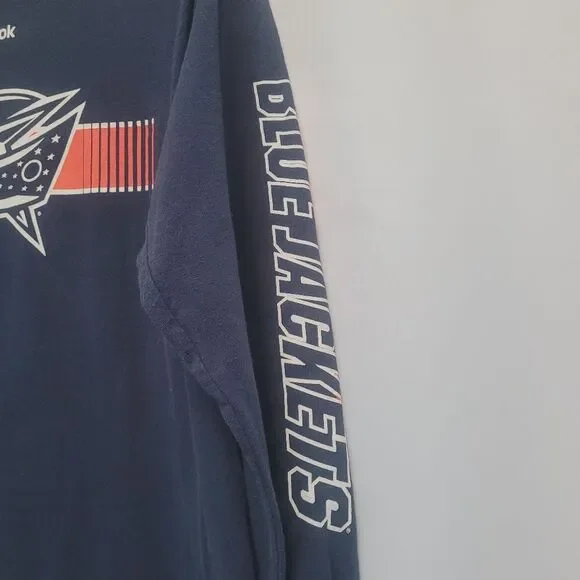 Reebok NHL Columbus Blue Jackets CBJ Hockey T-Shirt  Long Sleeve Unisex Medium - Picture 4 of 6